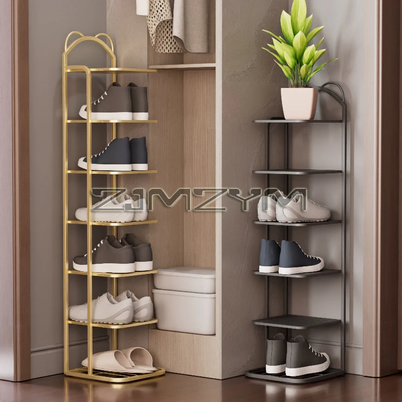 Modern Home Shoe Rack Shoe Cabinets Metal Shelves Vertical Storage Entrance Furniture Iron Art Storage Shelf Flower Plant Stand