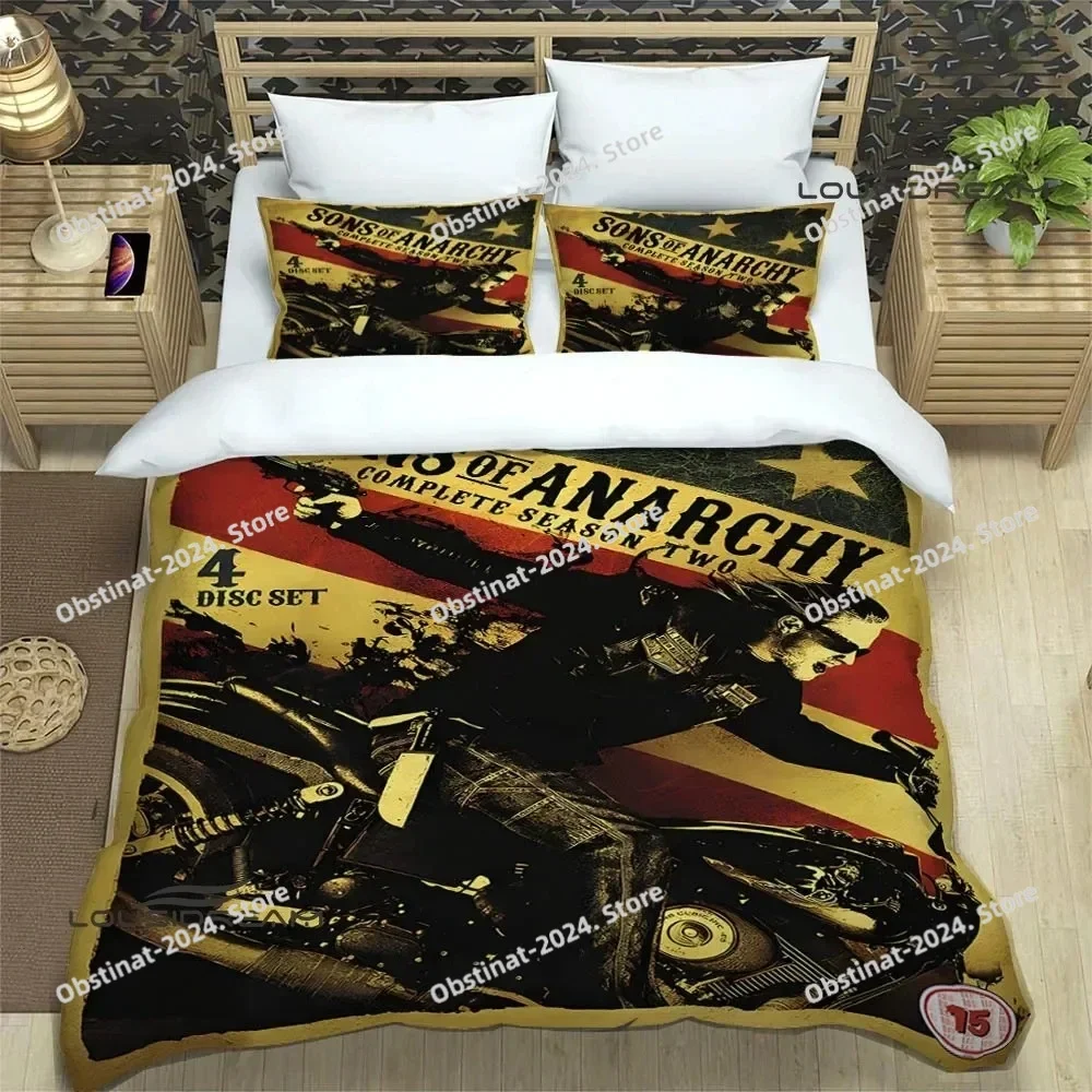 

Sons of Anarchy Retro Bedding Set Printed single Comforter Quilt Bed Cover Duvet Cover Pillow Case 3 Pieces Sets Kids Adult Size
