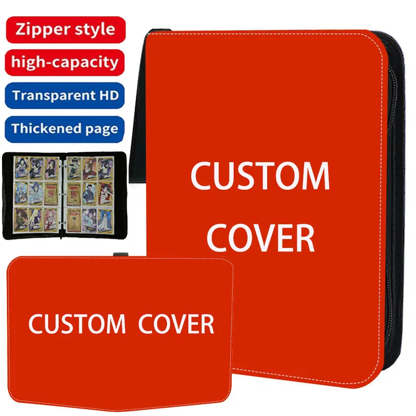 

900Pcs Custom Cover Card Binder Book 4/9 Pocket Zipper PU Leather Cards Album Game Cards Collection Cover Customization