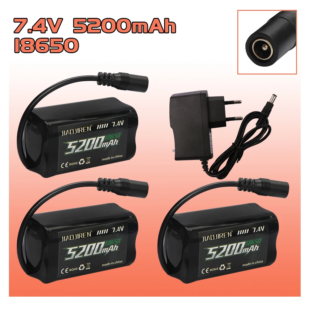 

Аккумулятор 2S 5200 мАч 18650 с USB-зарядкой для радиоуправляемой лодки для рыбалки 2011-5 V007 C18 H18, запасная часть