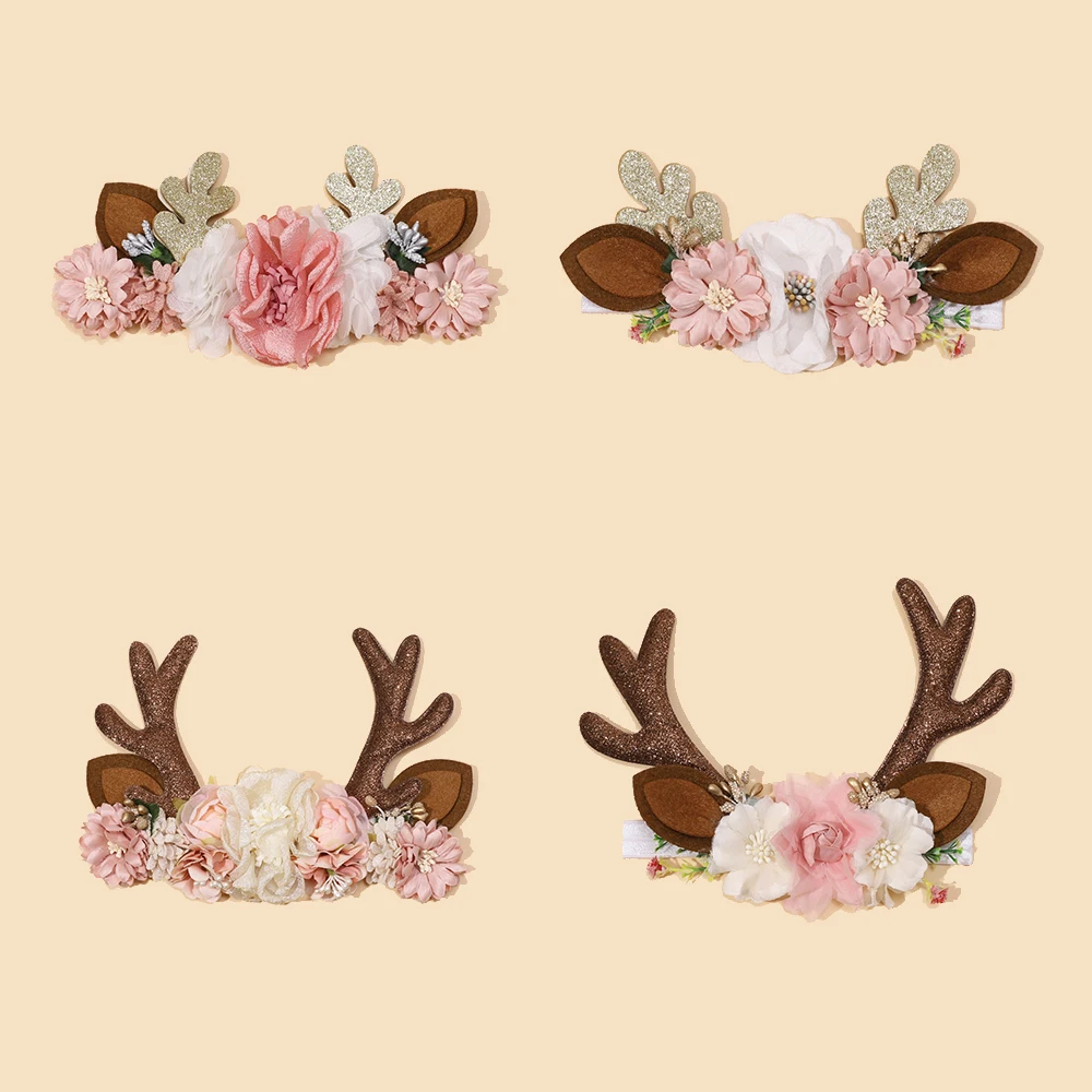 Diadema navideña para bebé, traje de alce para niños recién nacidos, accesorios para bebé, decoración navideña, tocado para cabeza para niño