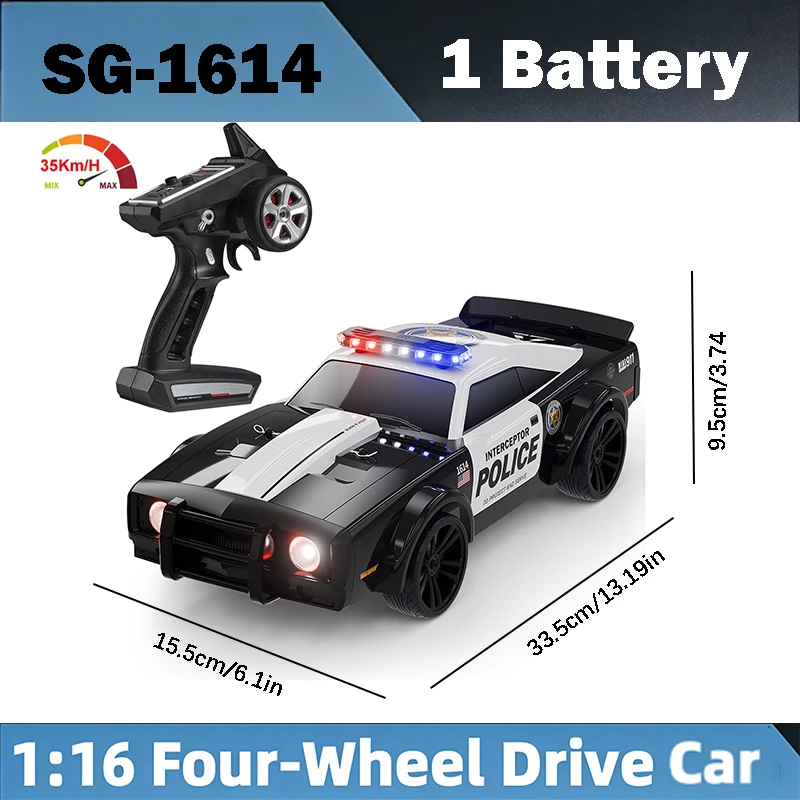 1/16 High-Speed RC Police Muscle Car 2.4G 4WD Electric Remote Control Toy for Kids And Adults Cool Night Function Birthday Gift