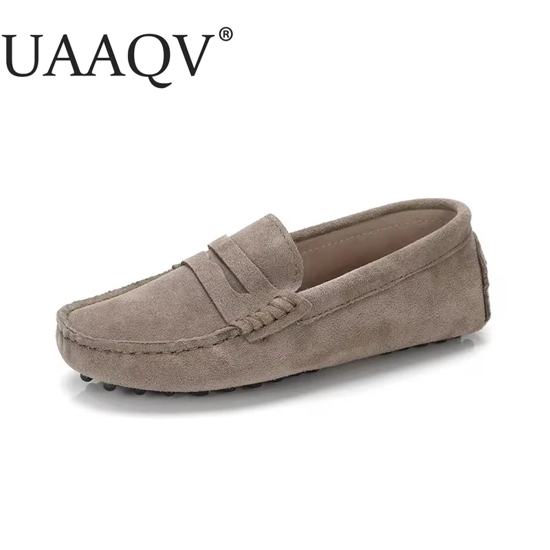 UAAQV Shoes Women Genuine Leather Spring Flat Shoes Casual Loafers Slip On Women\'s Flats Shoes Moccasins Lady Driving Shoes