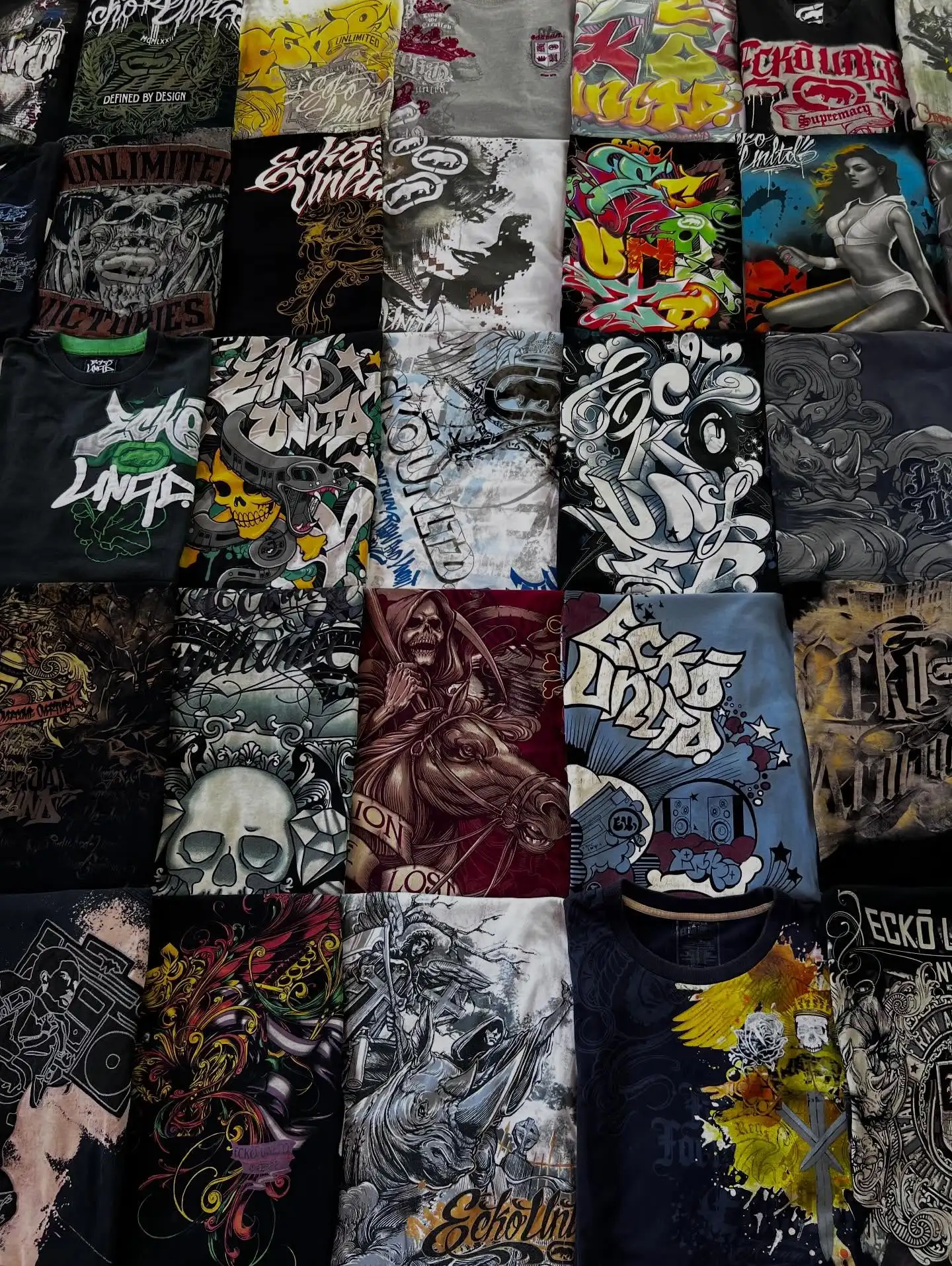 

Rhino Printing Cotton Short Sleeve Man American ECKO Style Street Y2K Skateboard Boy T-shirt