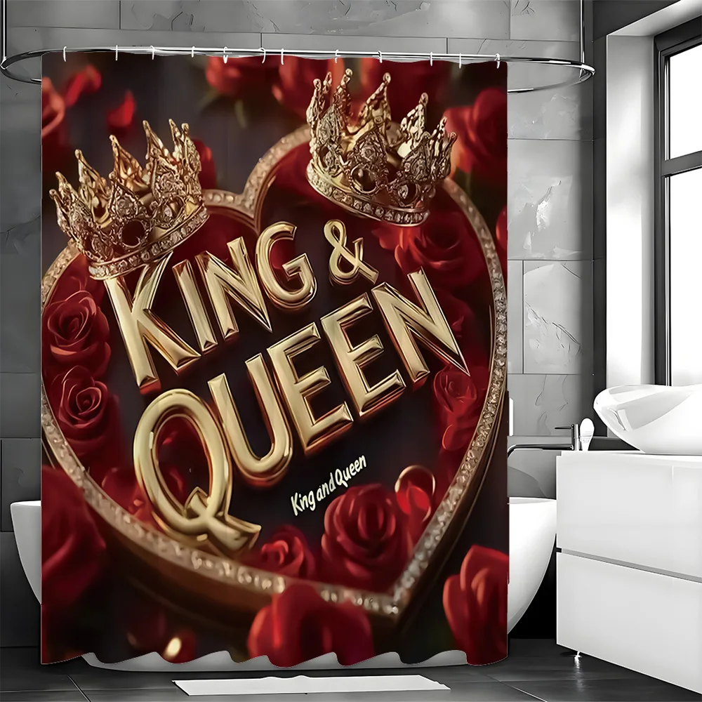 

Красные розы с сердечками, занавеска для душа, моющаяся грязеотталкивающая насадка для душа, водонепроницаемая полиэстеровая занавеска для ванны для домашнего декора