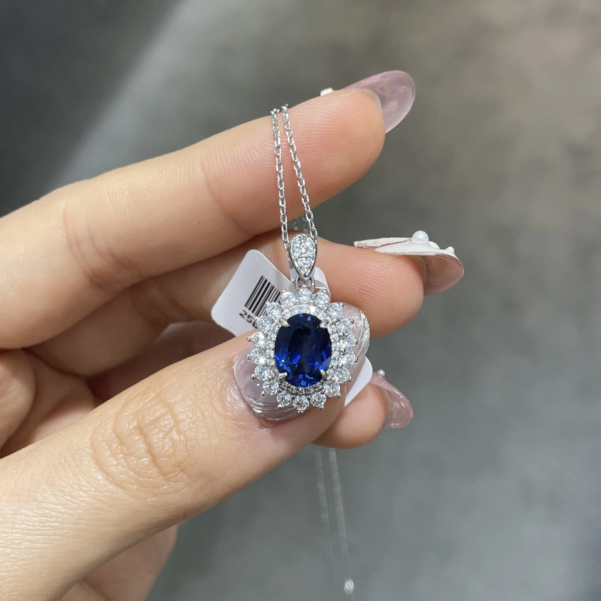 Princess Diana Royal Blue Sapphire Jewelry Set 925 Silver Lab Grown Ring Necklace Earrings Women Light Luxury