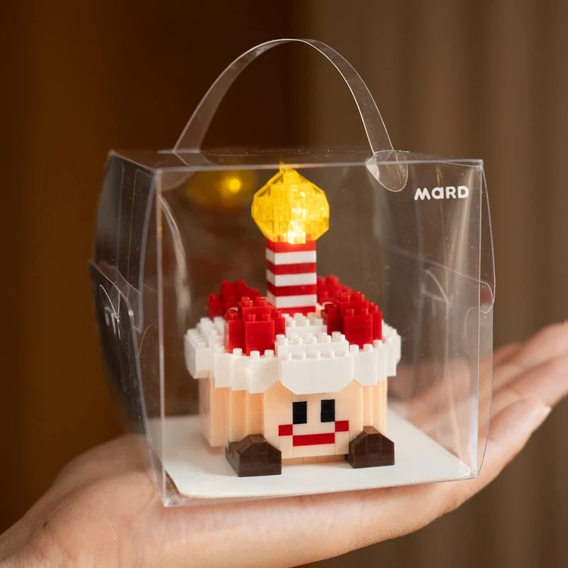 Birthday Cake Building Blocks Micro Particle Building Blocks Cute Decor Toy Set with Greeting Card and Gift Box Birthday Gifts