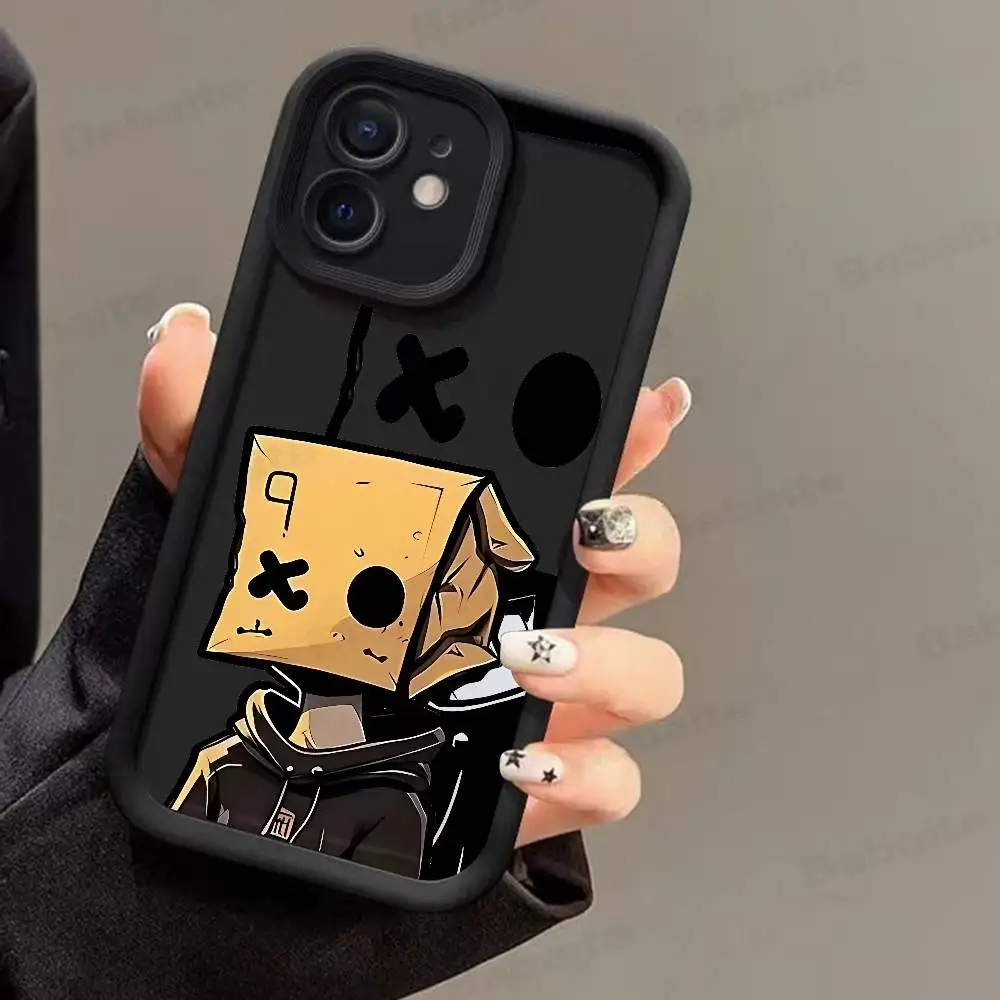 الكرتون ورقة رجل نمط جراب هاتف آيفون 17 16 15 14 13 12 11 برو ماكس زائد الأسود التغطية الكاملة لينة غطاء مقاوم للصدمات #5