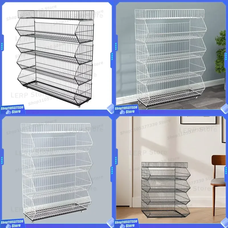 5 Tier Stackable Wire Bread Basket Removable Storage Bin for Kitchen Countertop Food Organizer Rack Durable Metal Dump
