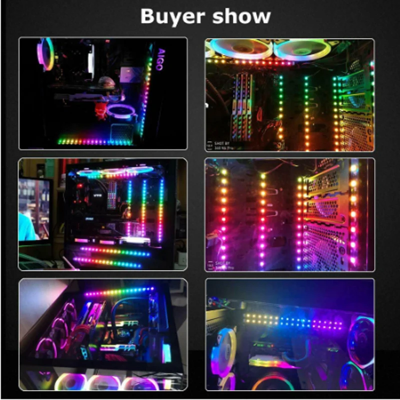 Multicolor Addressable ARGB5V LED Strip Lights 3Pin WS2812B SMD5050 Flexible Computer PC Case Tape Light for Gamer Desktop