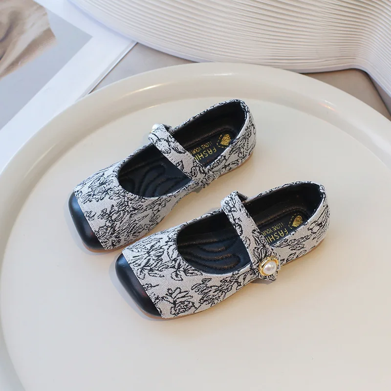 Spring Autumn Girls Embroidered Soft-soled Mary Jane Princess Shoes Breathable Children Buckle School Loafers Kids Casual Shoes
