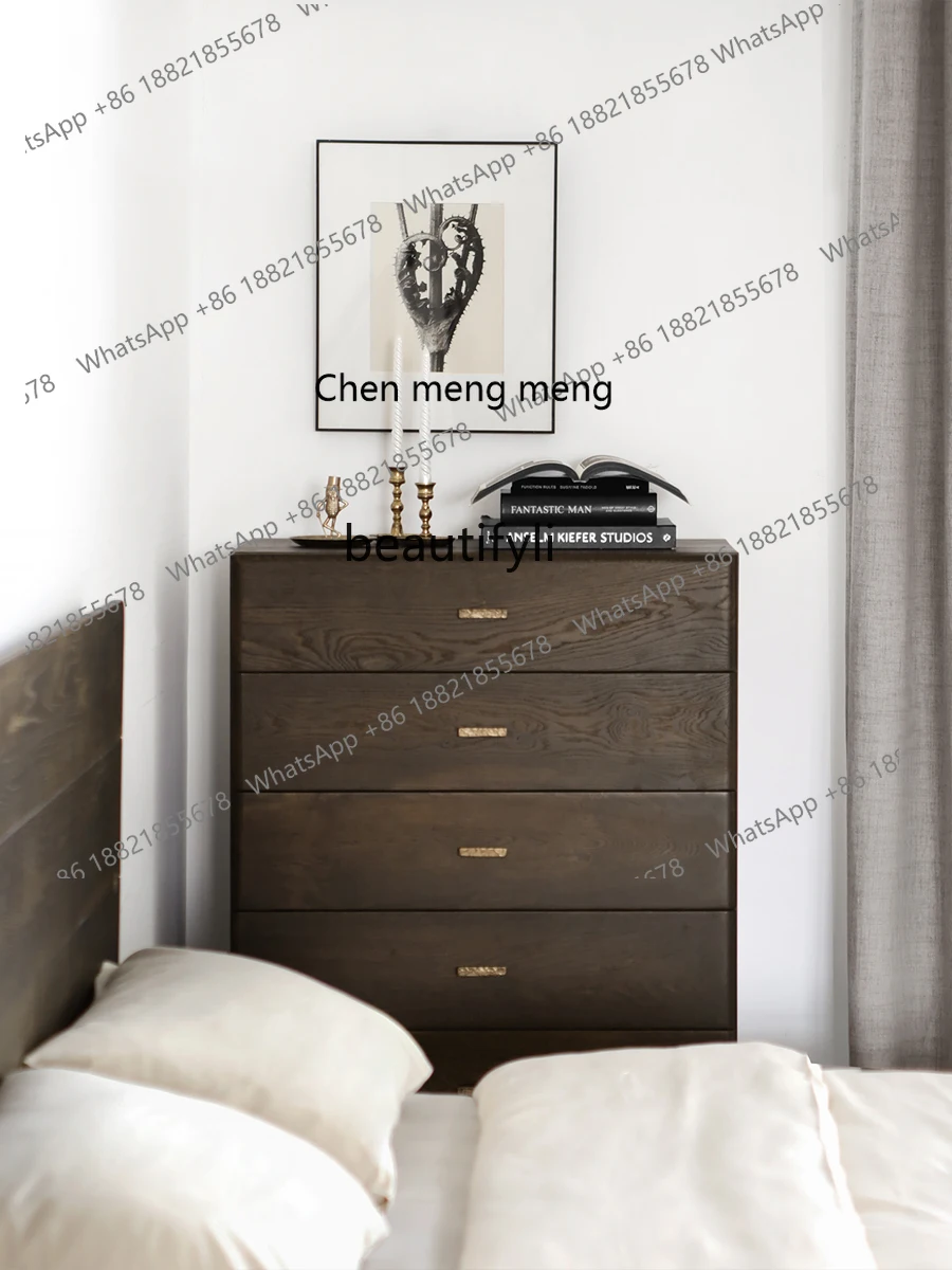 Modern Minimalist Designer Model Nordic Style Oak Solid Wood Chest of Drawers Bedroom Cabinet