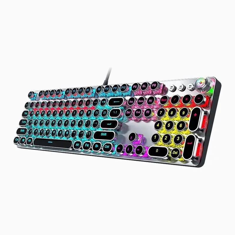 

TK100 steampunk mechanical keyboard and mouse set, retro wired computer notebook for e-sports games