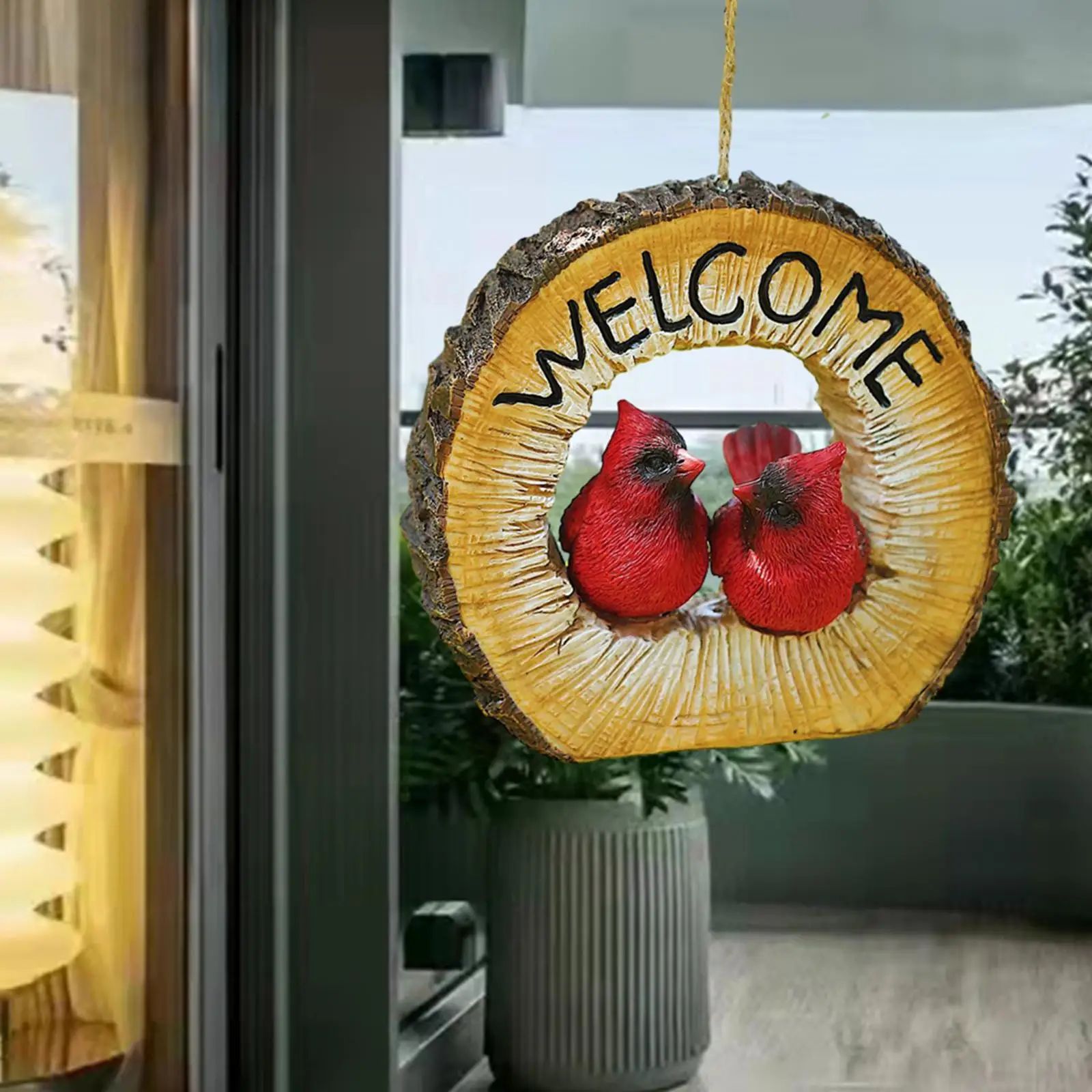 Welcome Garden Statues Wall Sculpture Window Indoor Party Hanging Welcome Sign Bird Figurines for Lawn,Halloween,Housewarming