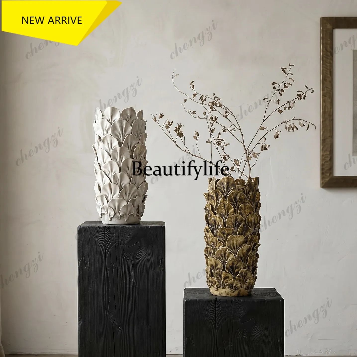 a95 Modern simple ceramic water drop vase living room creative ornament model room home decoration