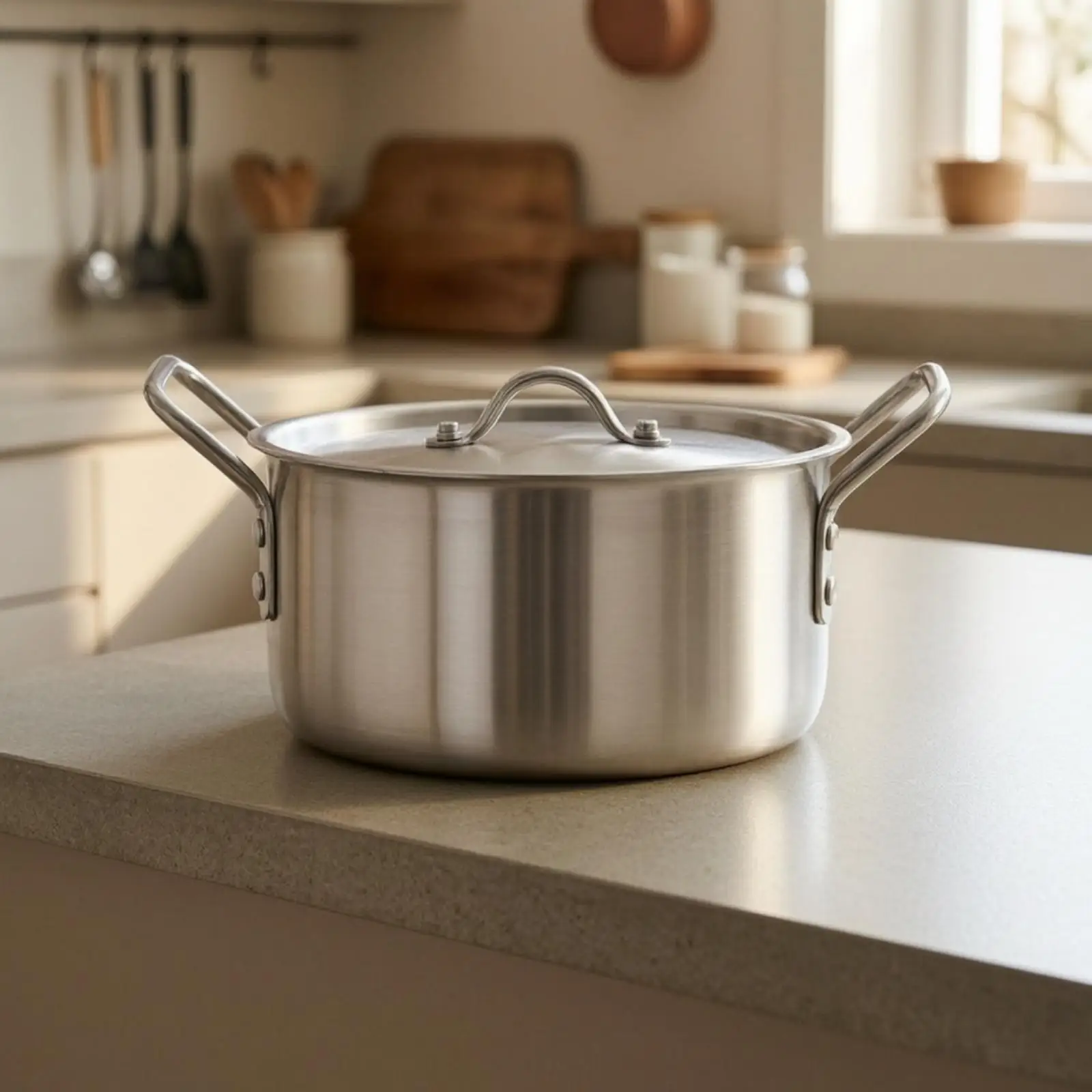 Aluminum Stock Pot Set with Loop Handles for Kitchen Boiling Simmering Stewing Use