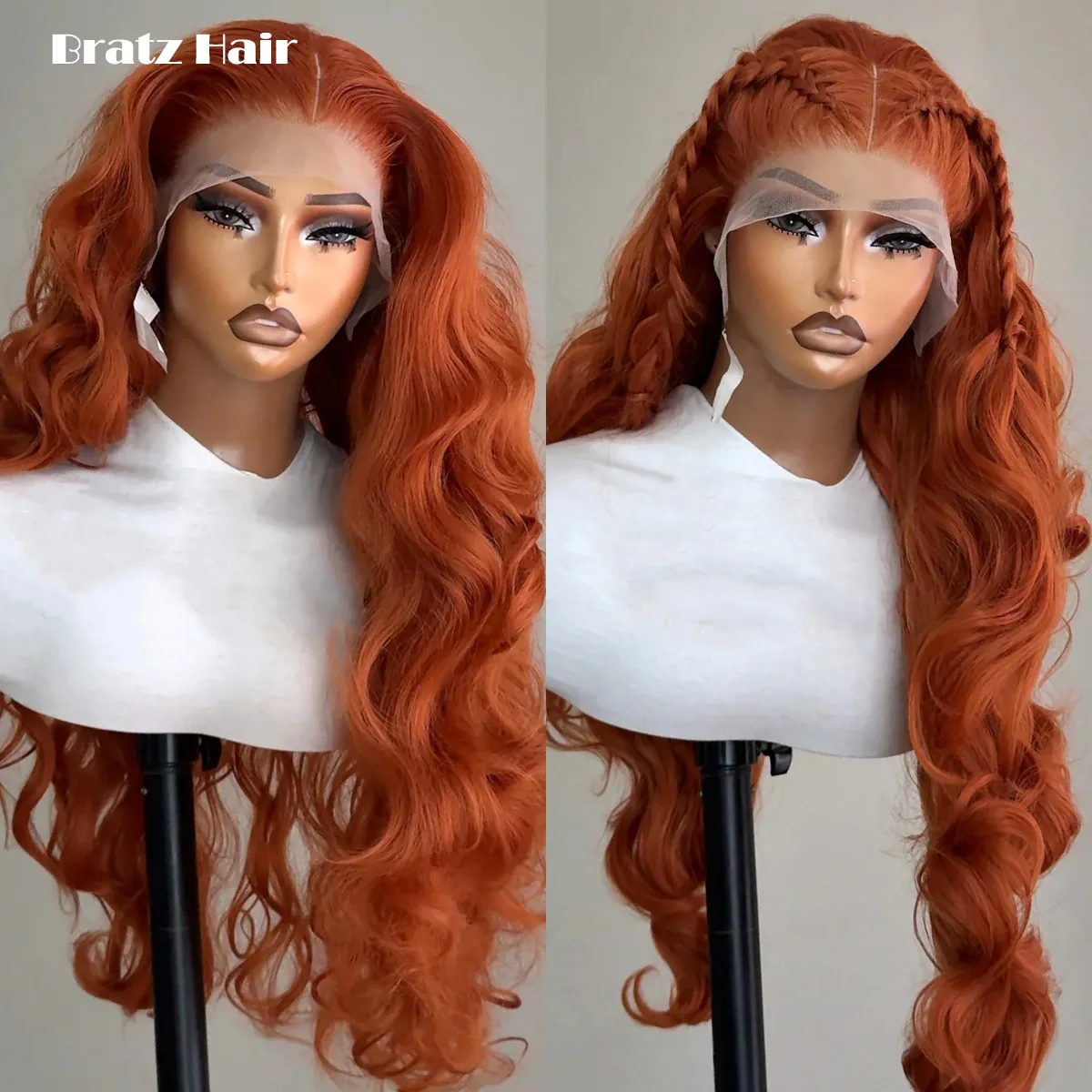 

400 Density Ginger Orange Lace Front Wig 100% Human Hair Orange Color Loose Body Wave Wigs for Woman Glueless Wigs Ready to Wear