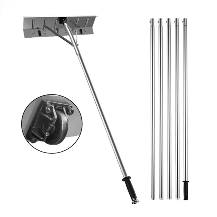 Manufacturer wholesale roof snow scraping snow raking aluminum alloy shovel adjustable snow scraping shovel with wheels