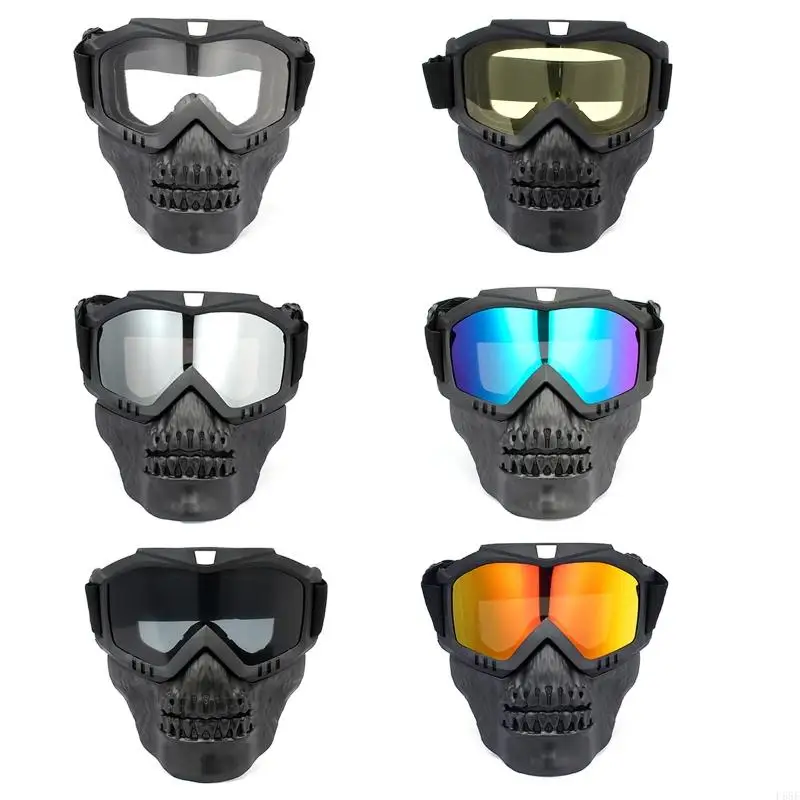 

F68F Ski Goggles Mask Motorcycle Goggles Mask Detachable Face Shield Wind Proof Motocross Sunglasses For Men