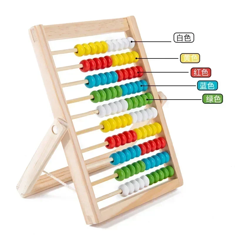 Jouet classique en bois pour l'apprentissage althdes mathématiques, jouet de comptage des dos, boulier arithmétique des chiffres Montessori, cadeau pour tout-petits, 100 perles