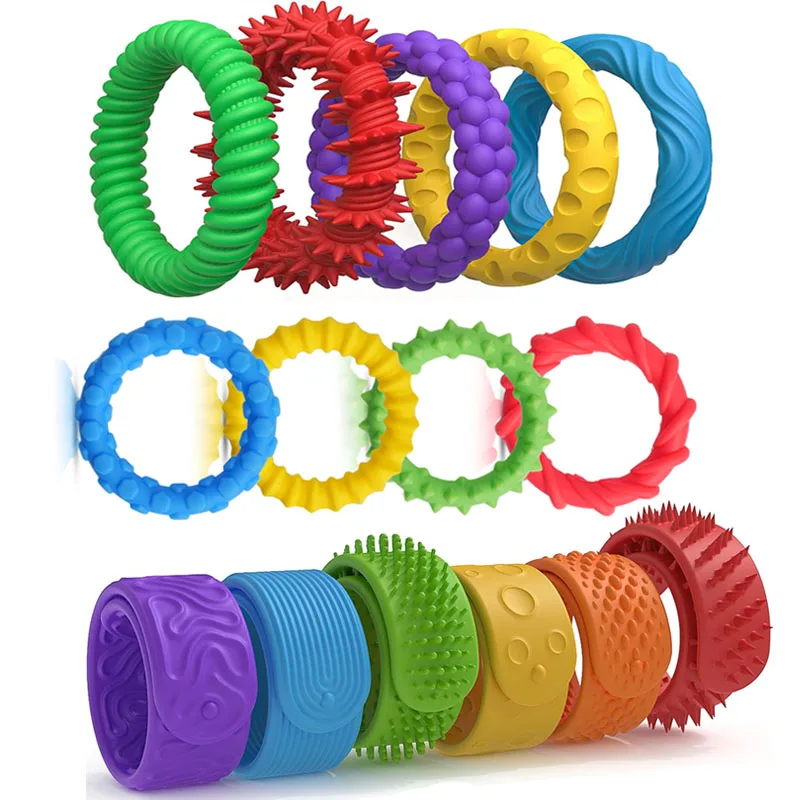 High Quality Textured Bracelets Silicone Sensory Fidget Toys Calming Down Autism ADHD Anxiety Focus Quiet Party Favors Gifts