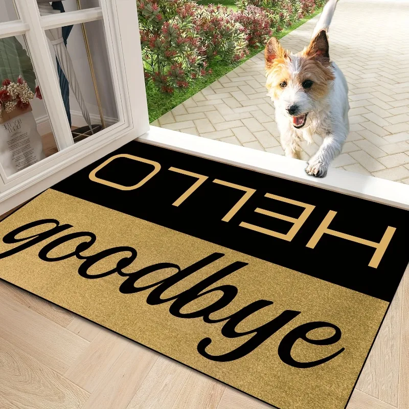 Elegant Hello Goodbye Entry Welcome Mat Durable Waterproof and Machine Washable for Indoor and Outdoor Use Living Room Bedroom