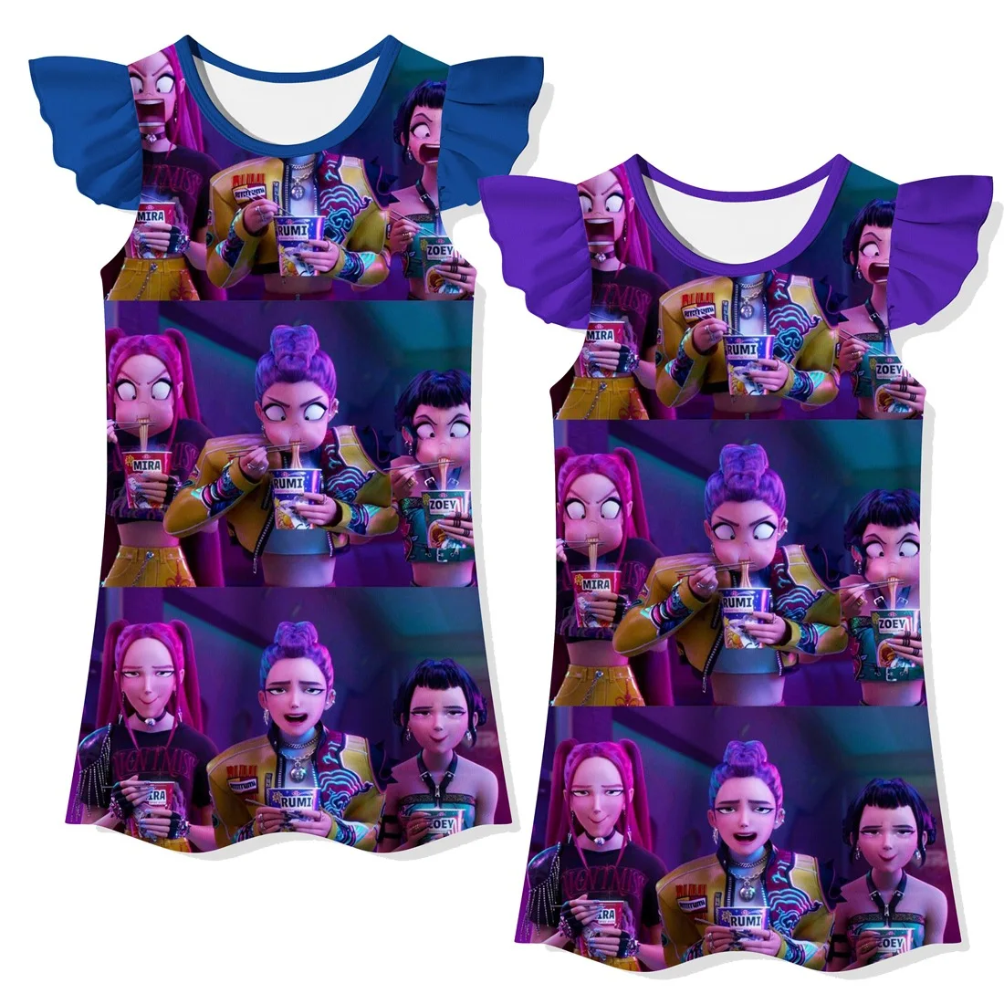 

2025 Summer Kids Nightgown for Girls - Short Sleeve Lace Trim Cotton Sleepwear,Cute Princess Pajamas Demon Hunter Roleplay Wear