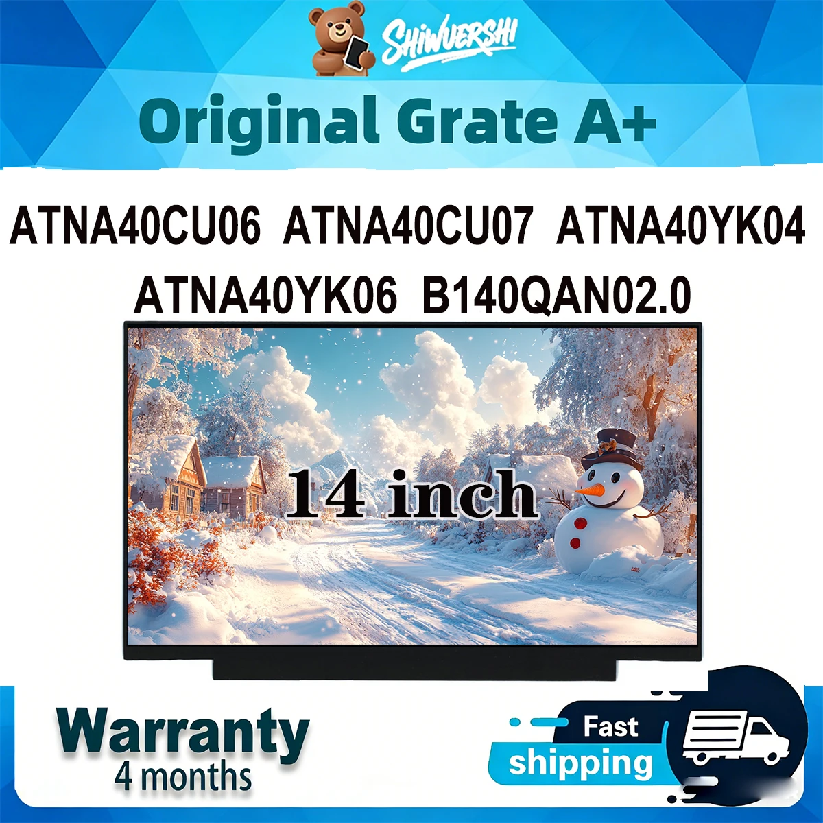 

Original New A+ 14 inch Slim Laptop Lcd Screen Panel ATNA40CU06 ATNA40CU07 ATNA40YK04 ATNA40YK06 B140QAN02.0 Glossy