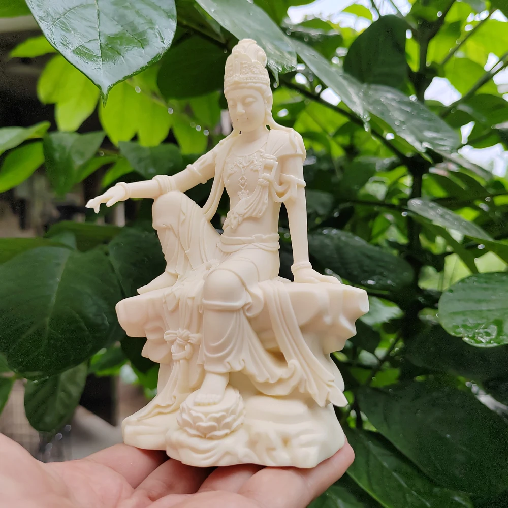 White Resin Guanyin Bodhisattva Sculpture, Birthday Gift, Christmas Gift, Halloween Decoration, Party Decoration, Creative Desktop Ornament, Office Decoration, Holiday Decoration, Statue Ornament view 2