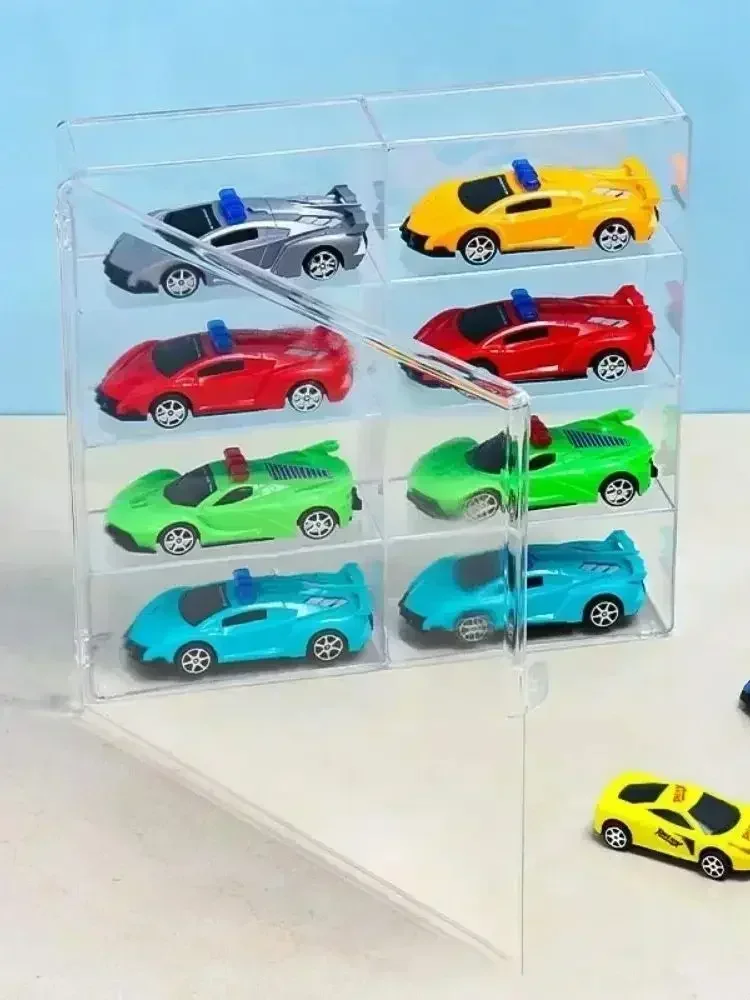Acryl Auto Display Box 1:64 Für Hot Wheels Auto Modell Spielzeug 8 Grid Schrank Rack Staubdicht Stapelbar Auto Lagerung Boxen transparent