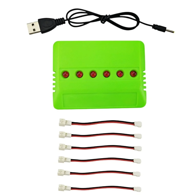 6 Port USB LiPo Balance Charger W PH2 0 Charging Cable Wire for WLtoys V911 F929 F939 RC Drone 3.7V Battery Auto Cutoff