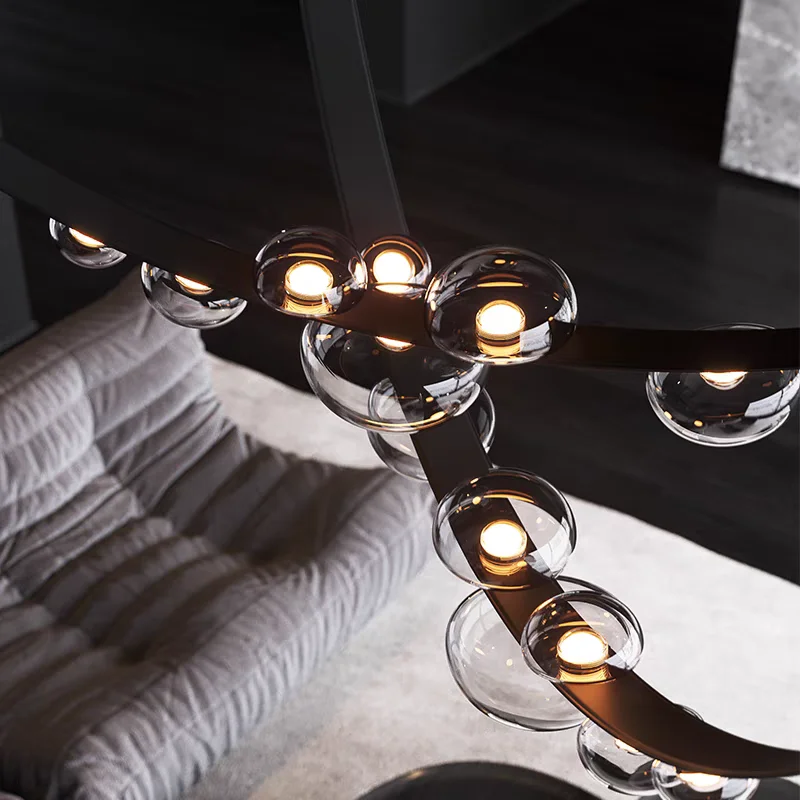 Italian leather creative dewdrop pendant lamp exhibition hall lobby living room dining room study room light