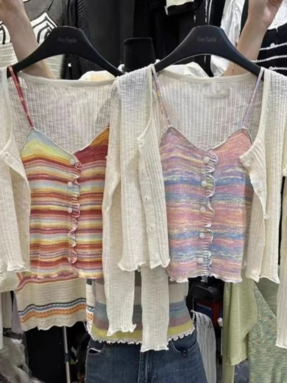 

Stylish Knitted Short Thin Women's Summer Cardigan Shoulder Design Sun Protection V-Neck Long Sleeve Loose Fit Open Cardigan