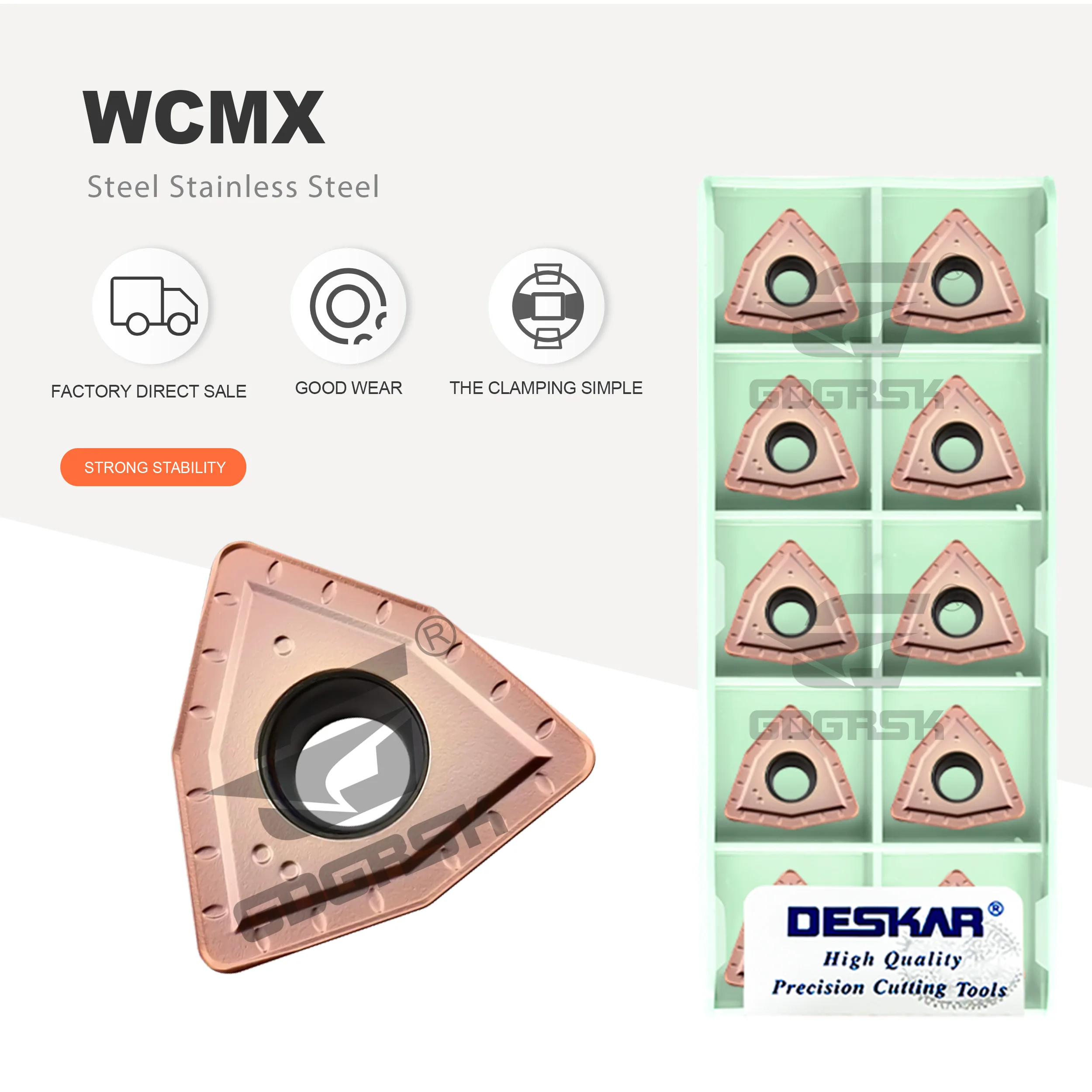 

DESKAR WCMX030208/040208 WCMT050308/06T308/080412-MF LF6118 U-drill Inserts Peach Shaped Fast Drill WCMX WCMT Series Inserts