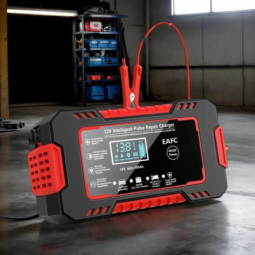 

​ ​ Умное зарядное устройство 12 В, 6 А — AGM/GEL/свинцово-кислотный импульсный ремонт с ЖК-дисплеем для автомобиля, мотоцикла ​ ​