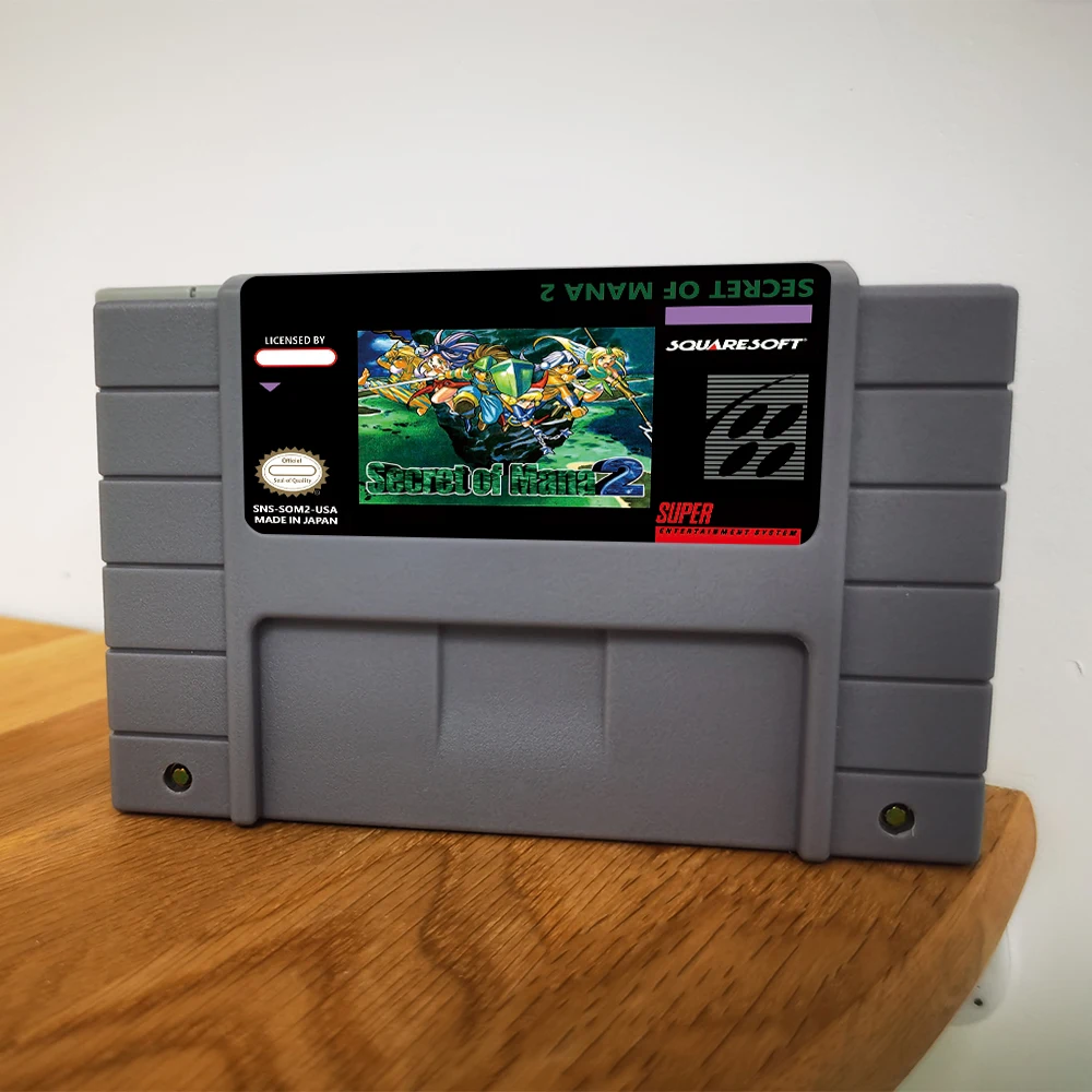 خرطوشة RPG Game Secret of Mana 2 16 بت USA/EUR/JAP مع صندوق باللغة الإنجليزية، ألمانية متاحة لوحدات تحكم ألعاب الفيديو SNES #3