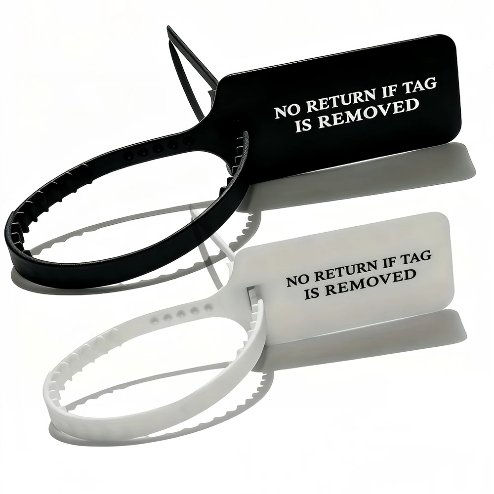 50Pcs VOID Seal NOT RETURNABLE IF TAG IS REMOVED Disposable Plastic Garment Security Tag Shoe Clothing Bag Off Hang Label White