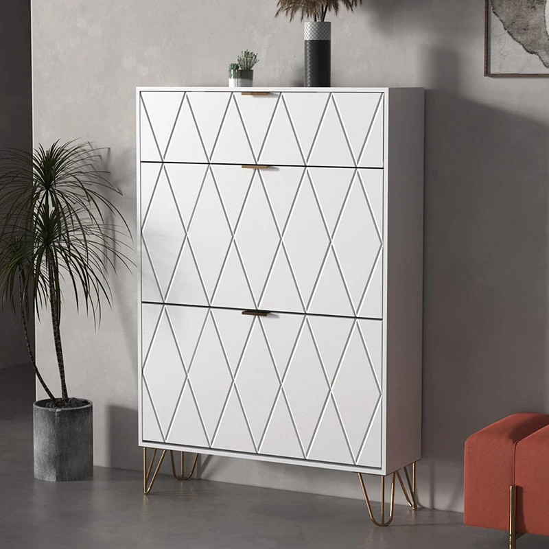 xx-White Shoe Storage With Hidden Shoe Rack Entryway Wooden Modern Home Furniture Living Room Furniture Shoe Cabinet Moderno*