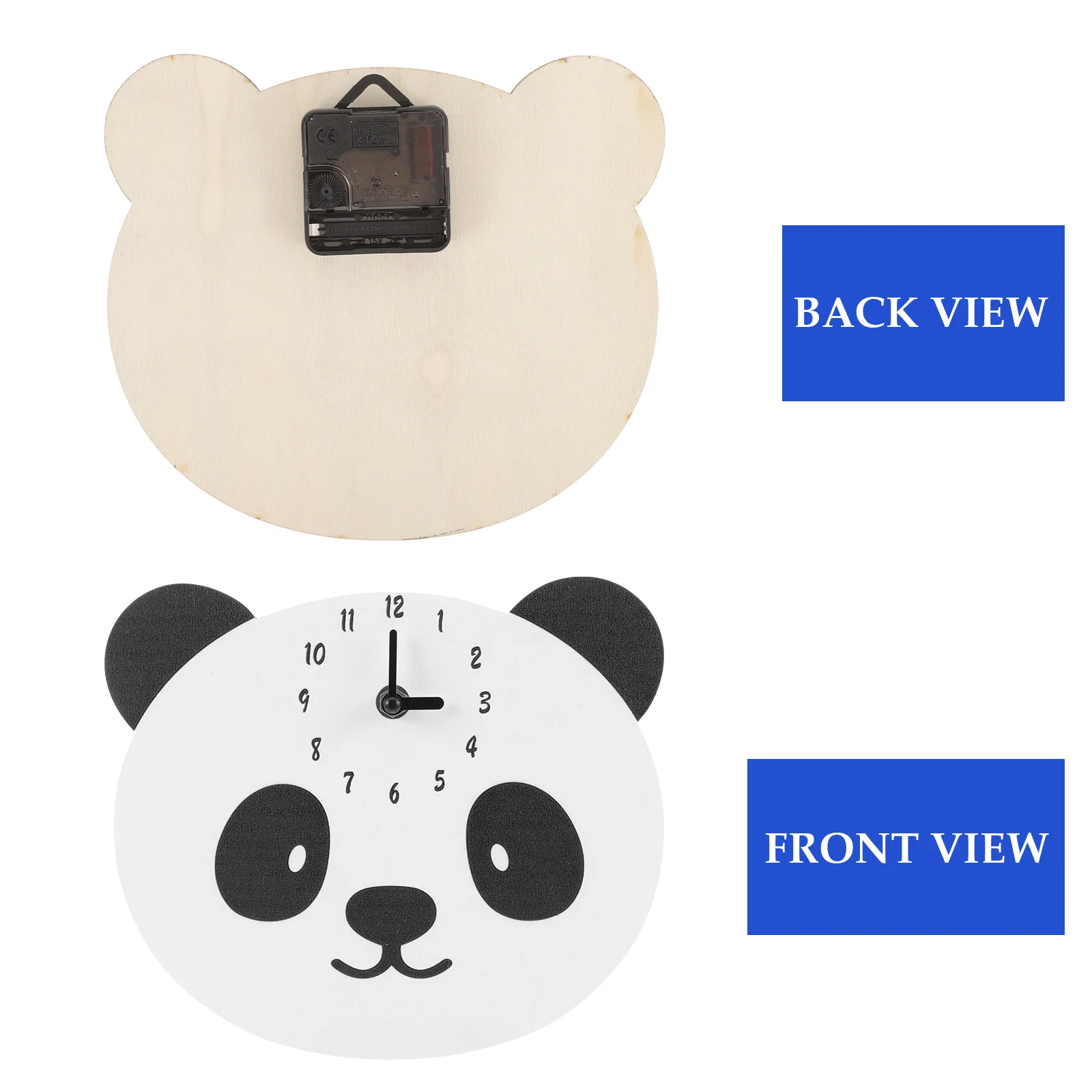 

Panda Wooden Wall Hanging Clock Mute Non Ticking for Bedroom Living Room Office Home Decor Panda Shaped Wall Clock