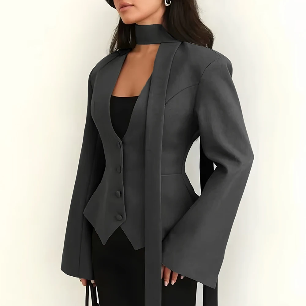 Autumn Winter Casual Long Sleeve Straight Cut Suit Women's Fashion Top Comfortable Fit Style No Decoration