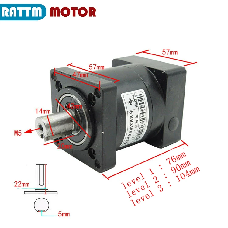 CNC Ratio 3 4 5 6 8 10 16 20 PX57 Planetary Gear Reducer Gearbox for Nema23 Stepper Motor