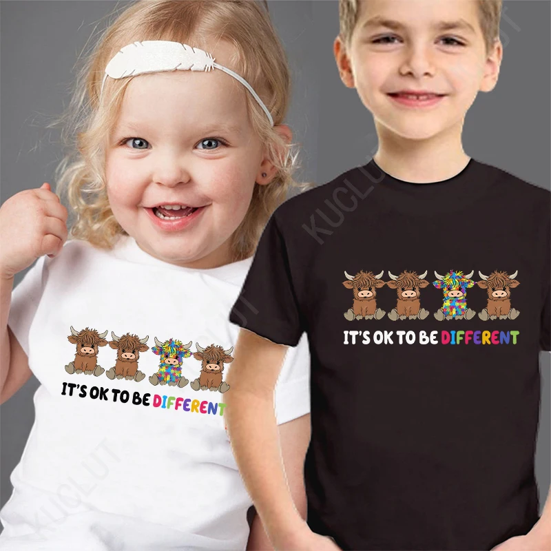 It's Ok To Be Different Shirt Autism Awareness T-shirts Different Cow T-Shirt Motivational Positivity Vibe Adults Kids T-shirts