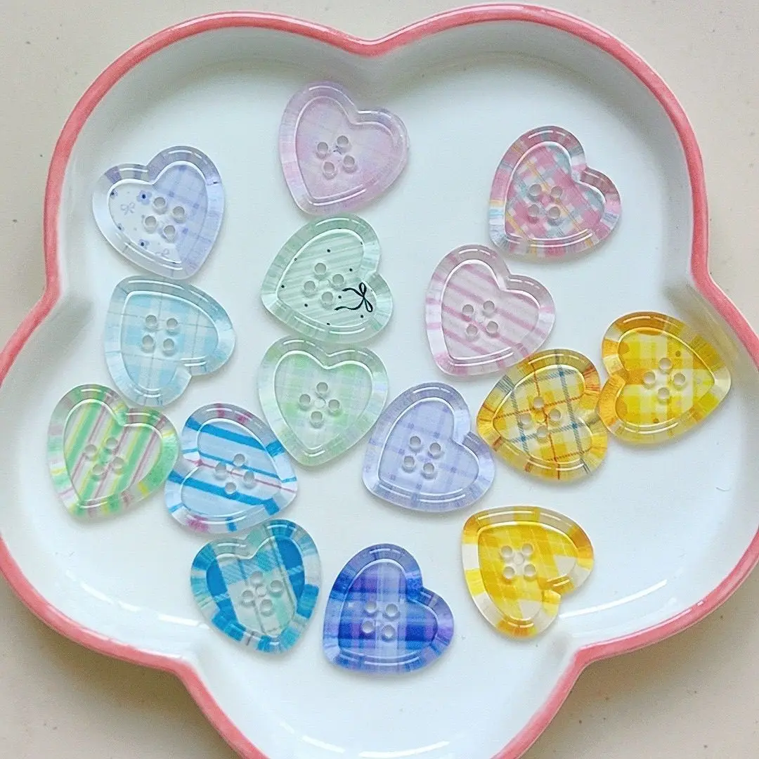 20Pcs Ice Through Lattice Love Series DIY Accessories Cartoon Sweet Hairpin Material Accessories Mobile Phone Case Buttons
