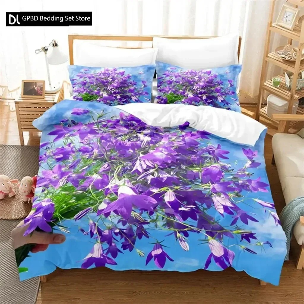 

Purple Flowers Queen Comfortable Duvet Quilt Cover Pillowcase Bedding Set Children Bedroom Decoration Home Textile