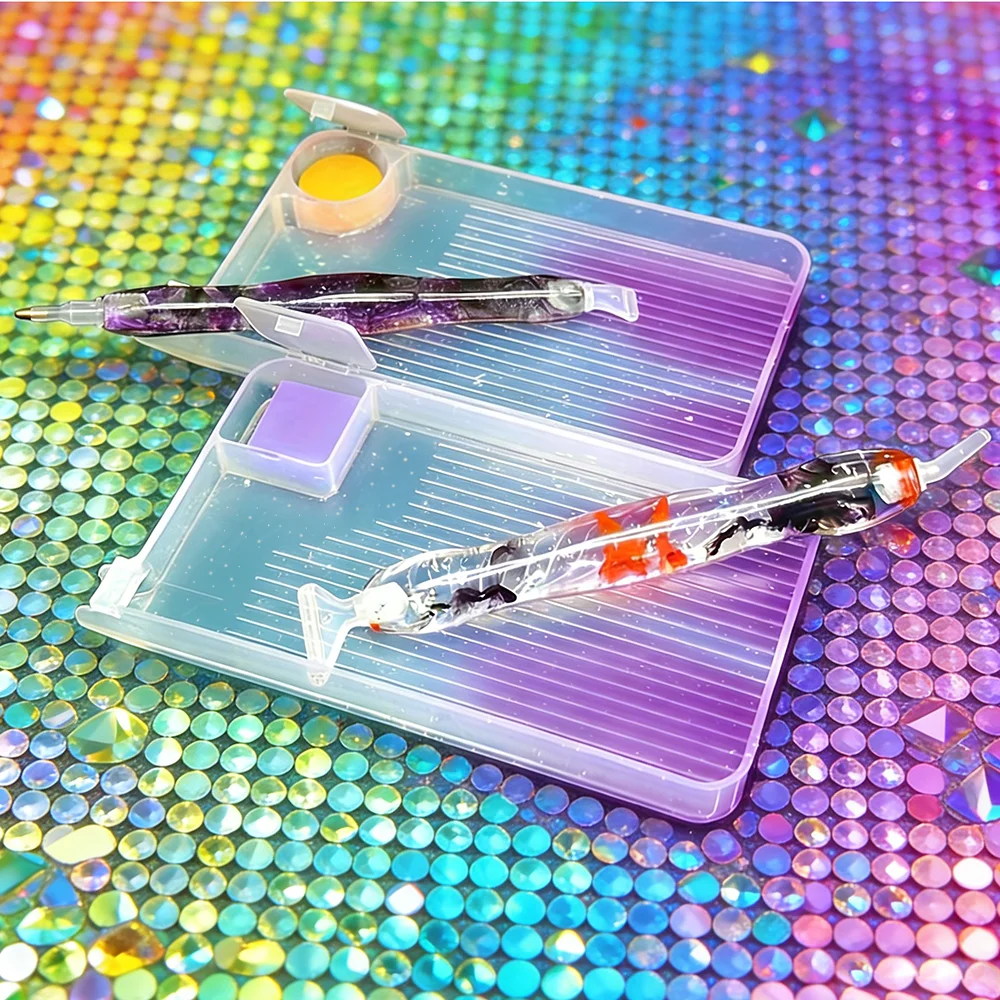 Diamond Printing Tray with Wax Glue, Glitter Gradient Color Diamond Art Storage Tray, Diamond Art Tools Accessories For DIY Art