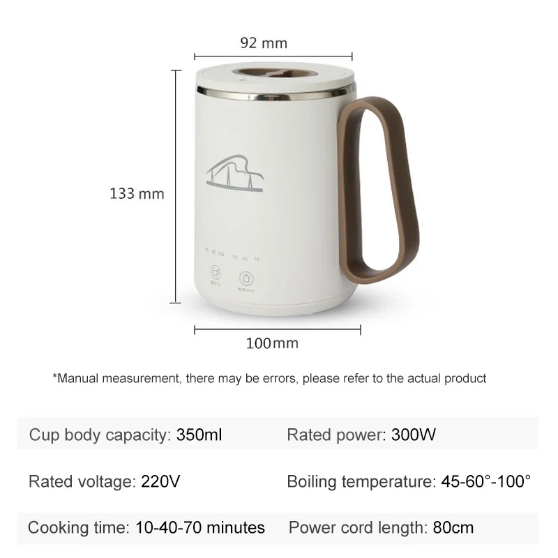 Portable Mini Electric Kettle Hot Water Thermal Heating Boiler Pot Travel Cup Milk Heater Teapot Soup Stew Porridge Slow Cooker