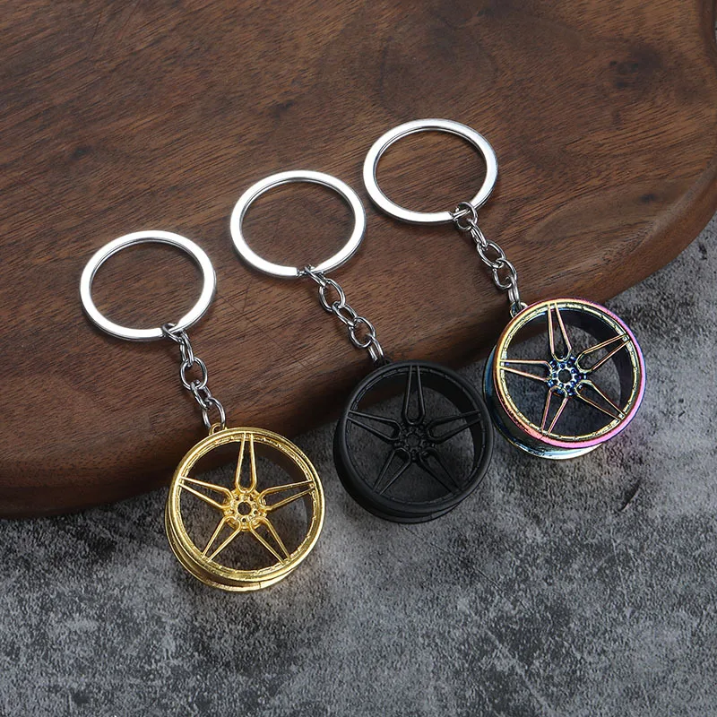 Metal keychain, turbo gear wheel hub, brake disc, shock absorber, caliper, car keychain pendant