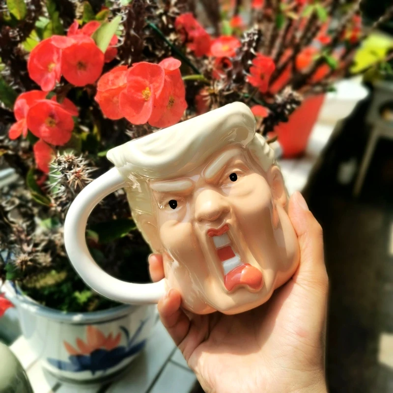 

400ml Trump Maga Household Ceramic Mug Large Capacity Creative Funny Coffee Cup Spoof 3d Water Stereoscopic Cup Independence Day