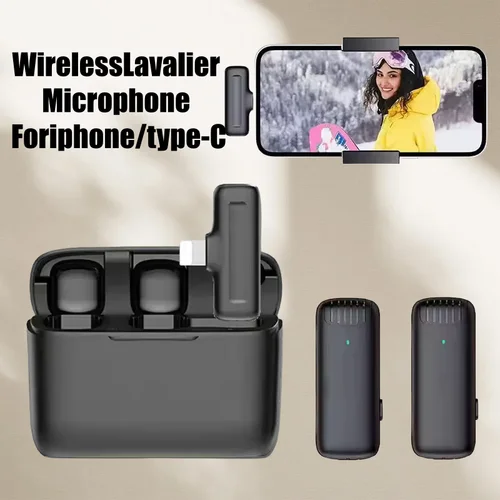Micrófono Lavalier inalámbrico Mini micrófono portátil de grabación de Audio y vídeo con reducción de ruido para Android iPhone con caja de carga