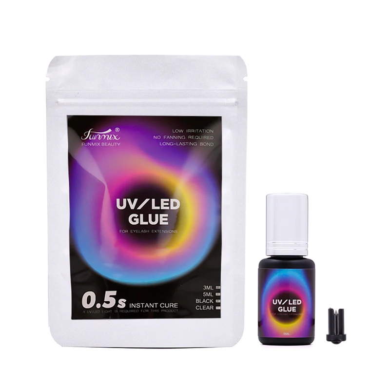 กาวติดขนตา Funmix New 3ml/5ml UV LED แห้งเร็ว พร้อมไฟส่องสว่าง 0.5 วินาที แห้งไว กาวติดขนตาสำหรับมืออาชีพ